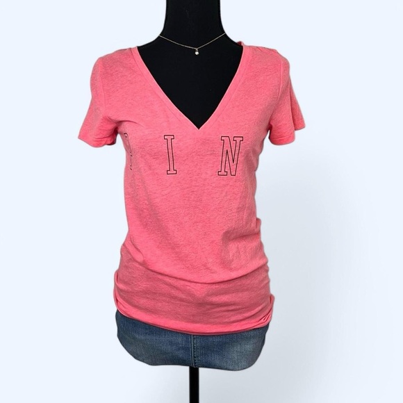 Pink V-Neck Women's Top - Picture 2 of 5